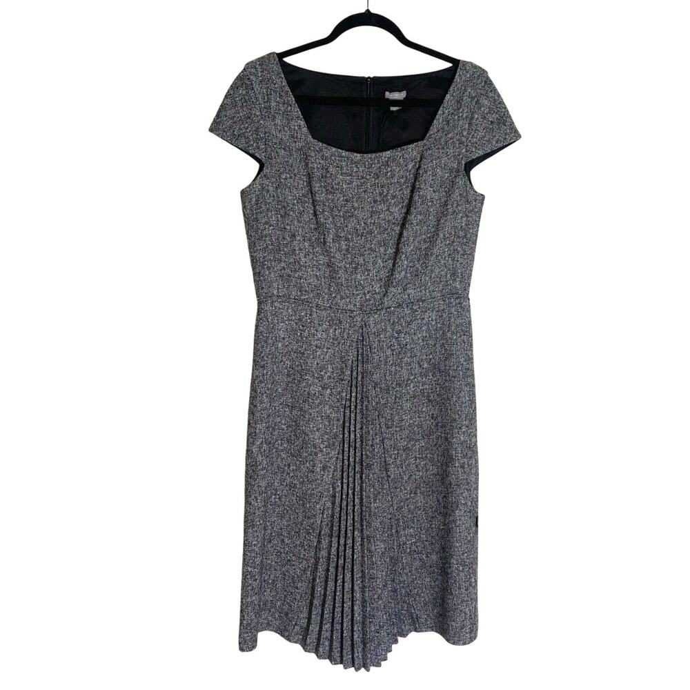 Ann Taylor Front Pleated Cap Sleeve Dress Women's Size 10 Black & White